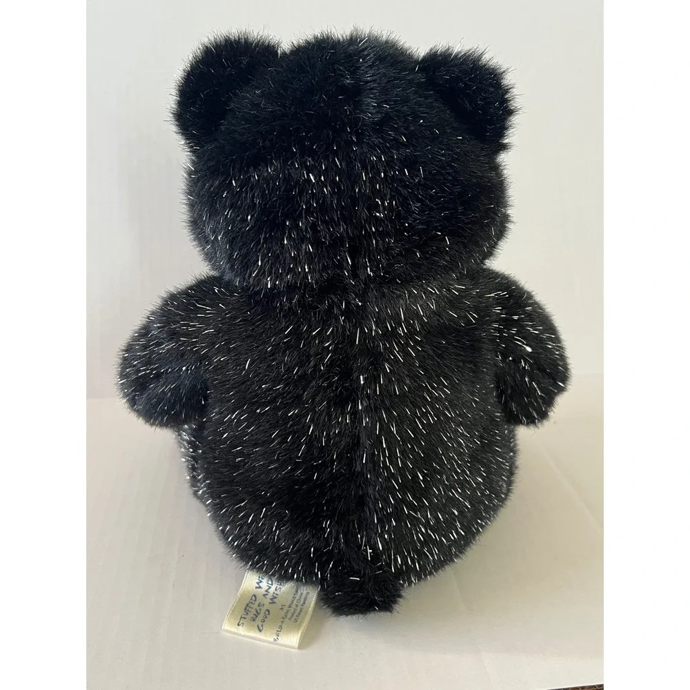 Build A Bear Halloween Black Pumpkin Bear Tinsel Sparkle Plush 1997 Vintage 11in